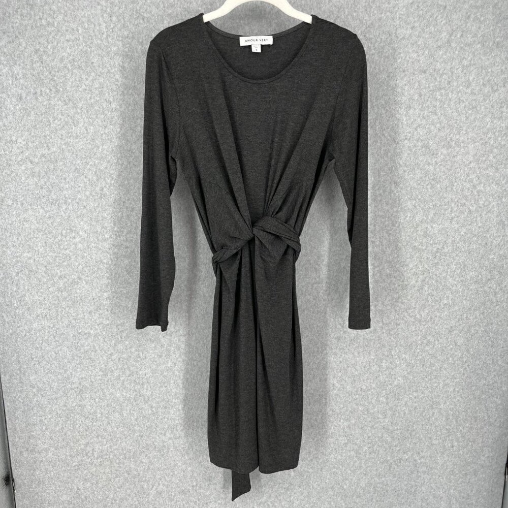 Amour Vert Denver Wrap Dress Size S Gray Modal Blend Made in USA Soft Stretch